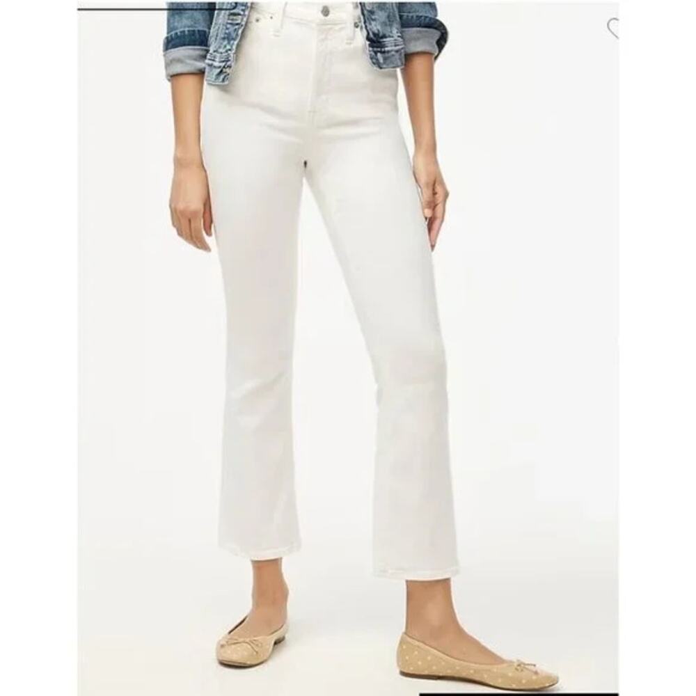 J.Crew Petite flare crop high-rise white jean signature stretch P25 NWT
